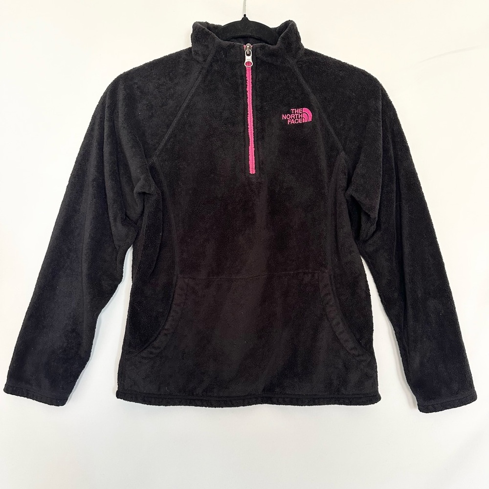 THE NORTH FACE Kids' Quarter Zip Fleece Pullover Sweater Black Pink Size L 14/16
